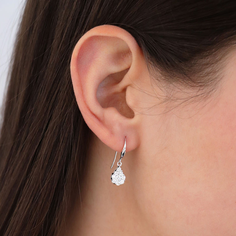 Diamond Teardrop Cluster Drop Earrings