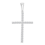 9ct white gold diamond cross pendant featuring 21 diamonds, available at York Jewellers Penrith and Warriewood (Sydney).