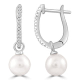 9ct white gold diamond and pearl hoop earrings, available at York Jewellers Penrith and Warriewood (Sydney).