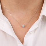 9ct white gold necklace featuring 1.01ct round brilliant cut lab grown diamond in claw setting on fine trace chain, available at York Jewellers Sydney (Penrith and Warriewood).