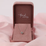 1.01ct round brilliant cut lab grown diamond pendant in 9ct white gold claw setting in pink York Jewellers box, available in Penrith (Sydney) showroom.