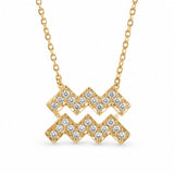 9ct yellow gold Aquarius pendant with carcelated round brilliant cut diamonds available at York Jewellers Penrith and Warriewood (Sydney).
