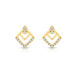 9ct yellow gold stud earrings featuring 26 round brilliant cut natural diamonds in carcelated setting available at York Jewellers Penrith (Sydney).