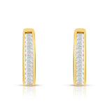 9ct yellow gold hexagonal huggie earrings with channel set natural baguette cut diamonds available at York Jewellers Penrith (Sydney NSW).