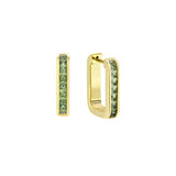 9ct yellow gold Jules Huggie Earrings featuring princess cut natural Australian teal sapphires, available at York Jewellers Penrith and Warriewood (Sydney).