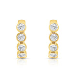 9ct yellow gold hoop earrings featuring 1.00ct lab grown round brilliant cut diamonds in bezel setting available at York Jewellers in Penrith, Sydney.