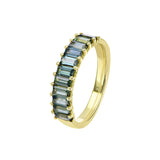 9ct yellow gold Lennon Ring featuring 11 baguette cut natural Australian teal sapphires (1.47ct total), available at York Jewellers Penrith and Warriewood (Sydney).
