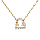 9ct yellow gold Libra pendant with carcelated round brilliant cut diamonds available at York Jewellers Penrith and Warriewood (Sydney).
