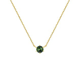 9ct yellow gold Sadie Necklace featuring a single round brilliant cut natural Australian teal sapphire (0.20ct) on an ultra-fine 45cm chain, available at York Jewellers Penrith and Warriewood (Sydney).