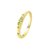 9ct yellow gold Sage Ring featuring 7 round brilliant cut natural Australian green sapphires (0.14ct total), available at York Jewellers Penrith and Warriewood (Sydney).