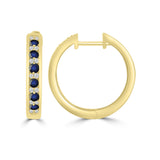 9ct yellow gold sapphire and diamond huggie hoop earrings, available at York Jewellers Penrith and Warriewood (Sydney).