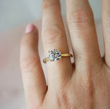 Lab Grown Ashley-Yellow Gold-Round Brilliant Cut Four Claw Set Solitaire Diamond Engagement Ring