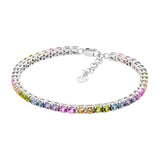 Sterling Silver Multi Coloured Cubic Zirconia Tennis Bracelet