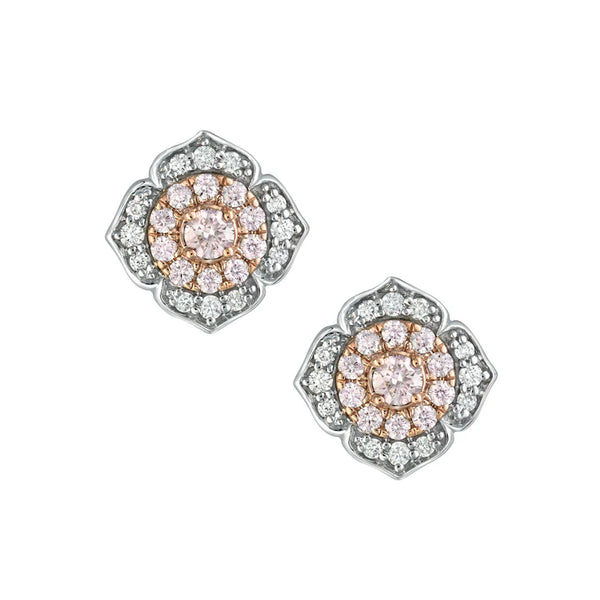 Blush Allegria Pink & White Diamond Stud Earrings