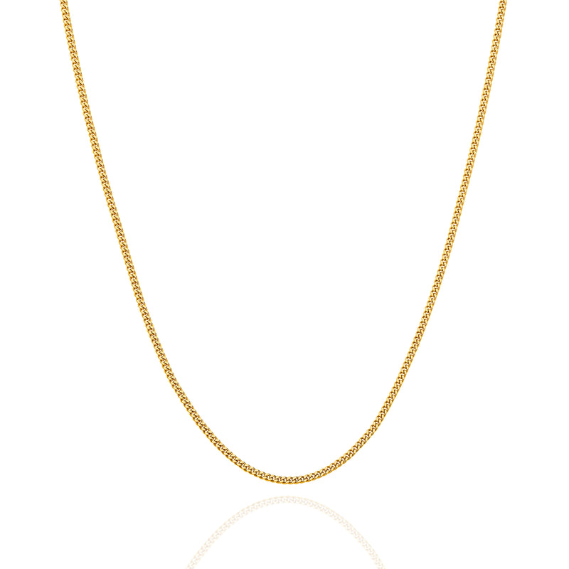 9ct Gold 1.40mm Diamond Cut Curb Chain 45cm