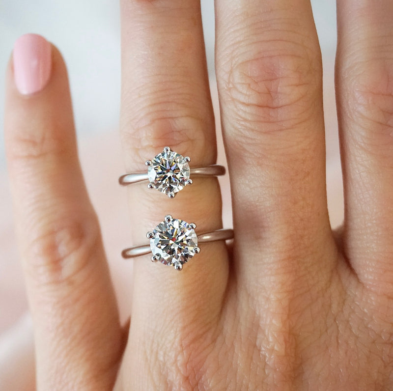 Three Stone Diamond Engagement Ring Round 18k White Gold | eBay