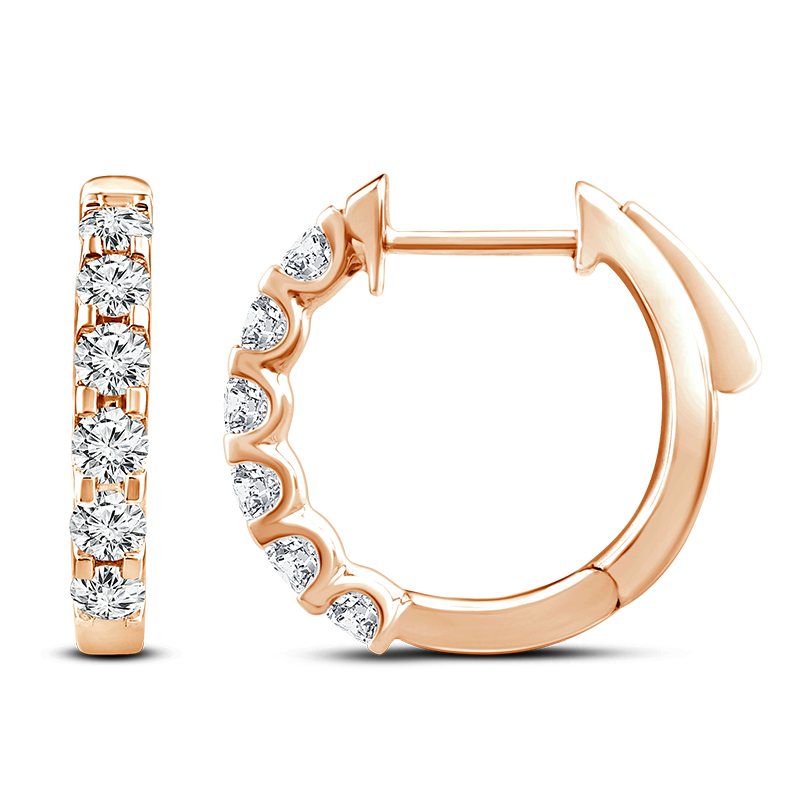 Lab Grown Diamond Rose Gold Huggie Earrings TDW=1.00ct