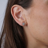 Clover Diamond Stud Earrings-White Gold