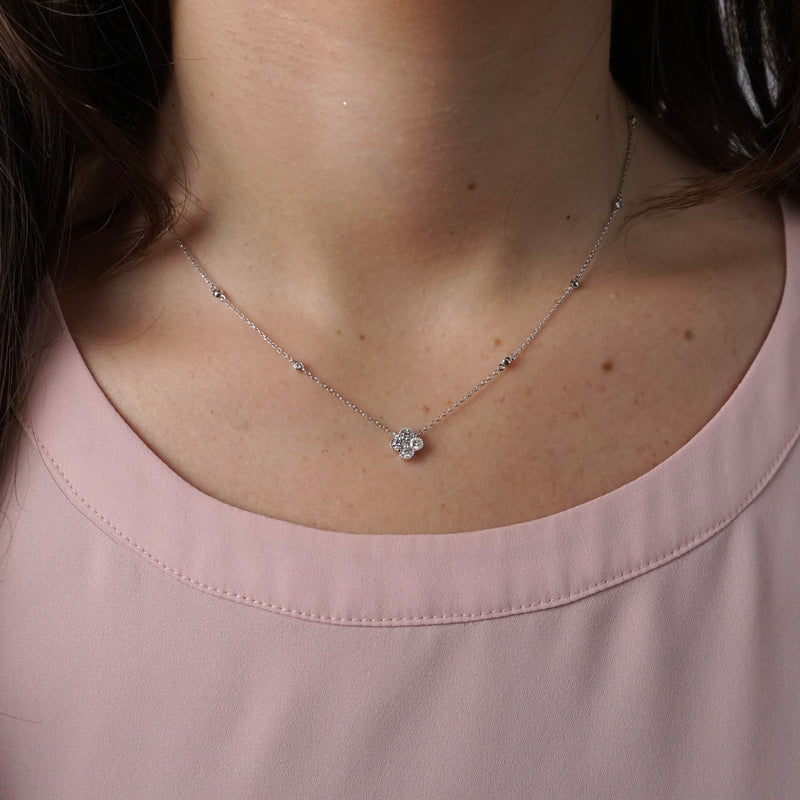 Clover Lab Grown Diamond Pendant-White Gold