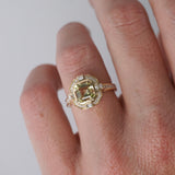 Gatsby-Yellow Tourmaline & Diamond Halo Ring