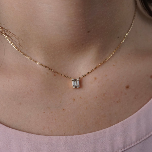 Baguette and Round Brilliant Cut Diamond Pendant