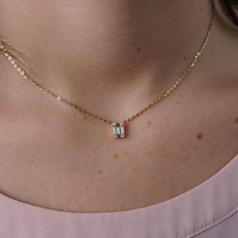 Baguette and Round Brilliant Cut Diamond Pendant