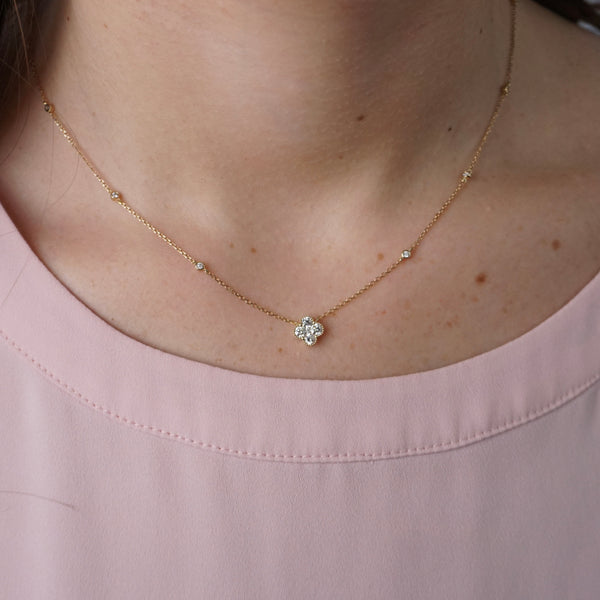 Gold Clover Diamond Pendant