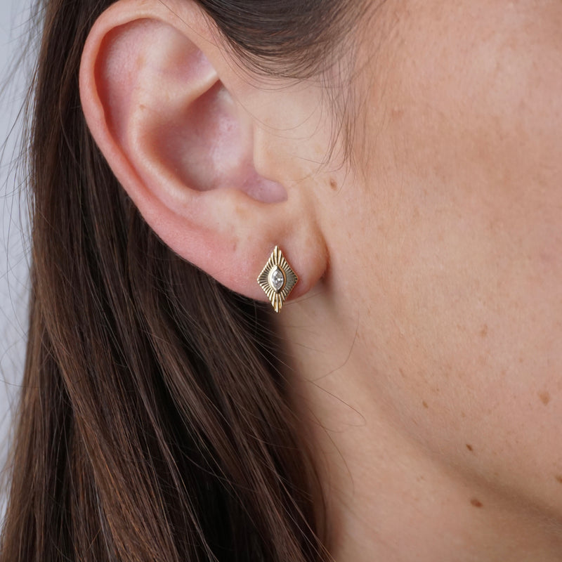 Starburst Yellow Gold Diamond Stud Earrings