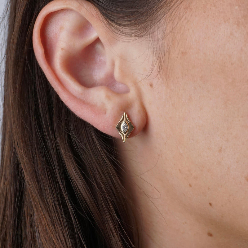 Starburst Yellow Gold Diamond Stud Earrings