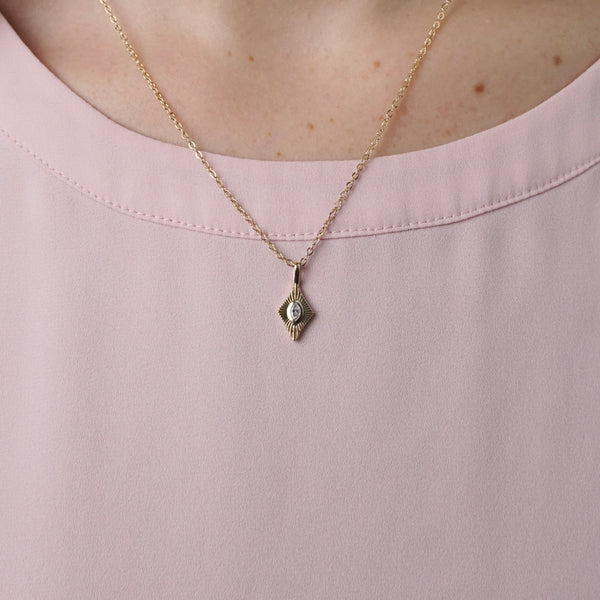 Starburst Yellow Gold Diamond Pendant