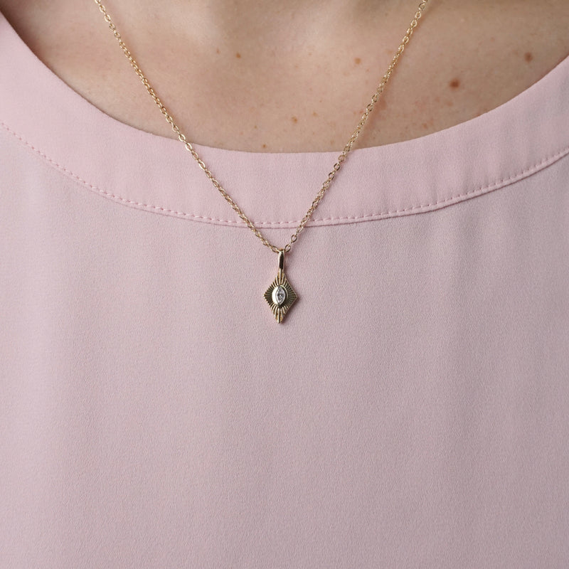 Starburst Yellow Gold Diamond Pendant