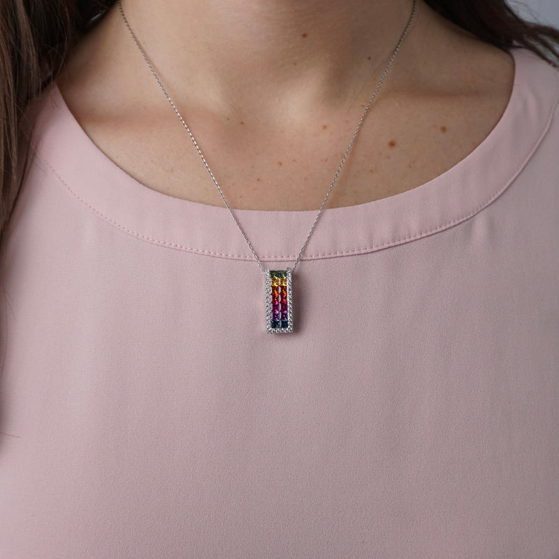 Multi-Coloured Sapphire & Diamond Pendant