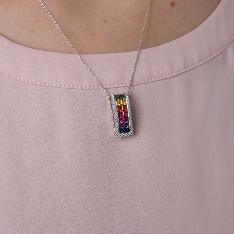 Multi-Coloured Sapphire & Diamond Pendant
