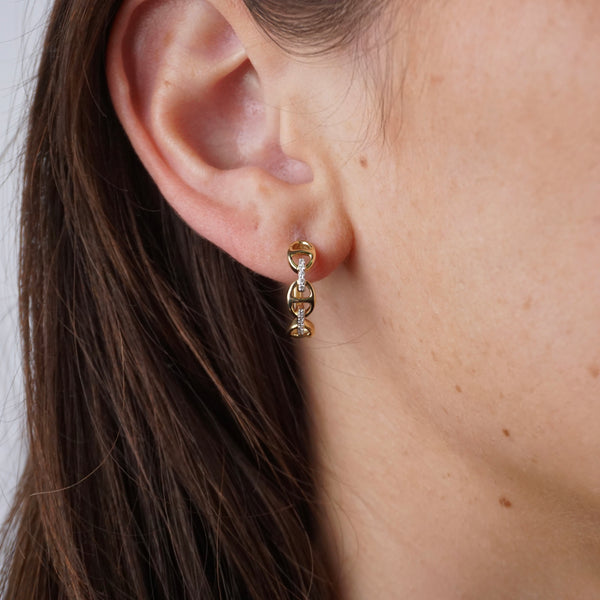 Fancy Link Diamond Huggie Earrings