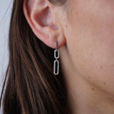 18ct White Gold Paper Clip Diamond Drop Earrings