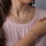 18ct White Gold Paper Clip Diamond Necklace