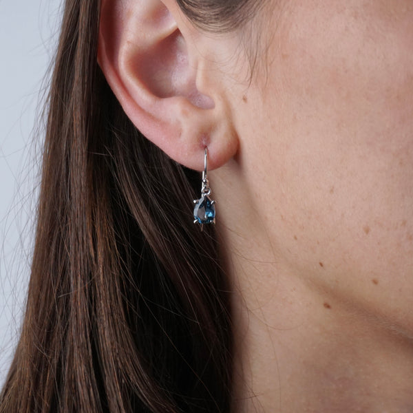 London Blue Topaz Shepherd Hook Earrings