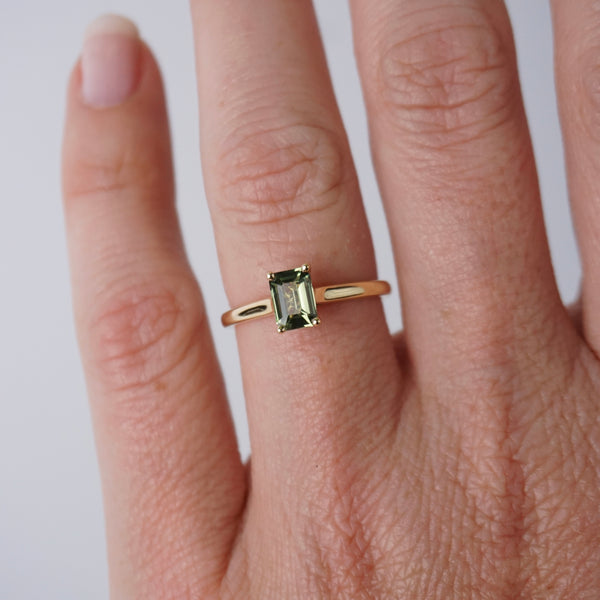 Green Sapphire Solitaire Ring