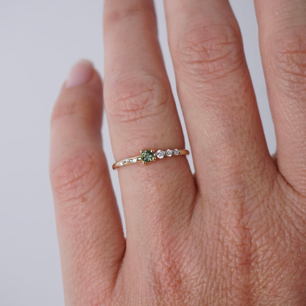 Mint Green Tourmaline & Lab Grown Diamond Ring
