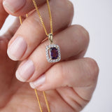 Amethyst and Diamond Halo Pendant