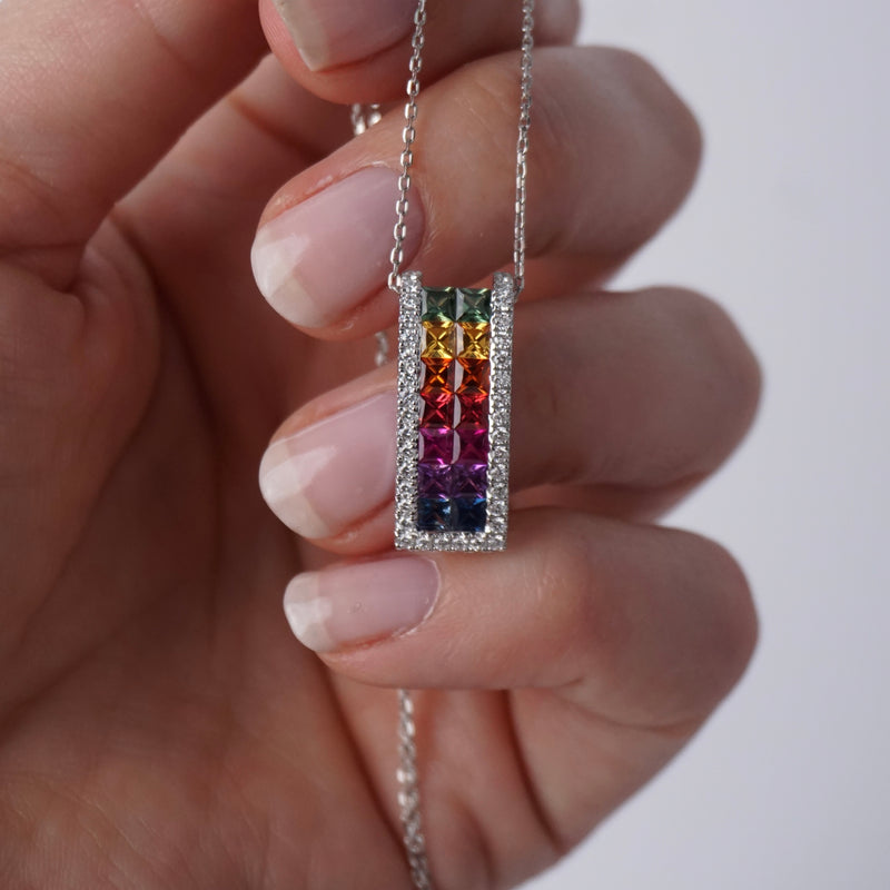 Multi-Coloured Sapphire & Diamond Pendant