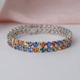Multi-Stone Multi-Coloured Sapphire Double Row Bracelet