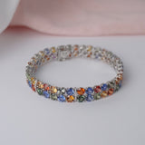 Multi-Stone Multi-Coloured Sapphire Double Row Bracelet
