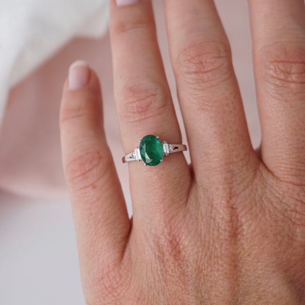 Natural Emerald & Diamond Dress Ring