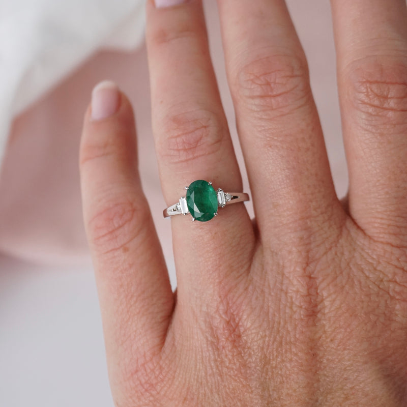 Natural Emerald & Diamond Dress Ring
