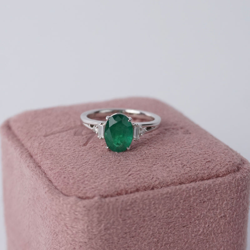 Natural Emerald & Diamond Dress Ring
