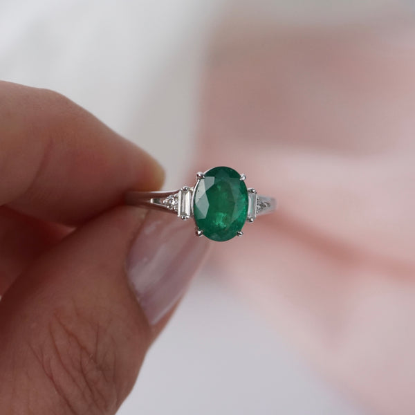 Natural Emerald & Diamond Dress Ring