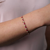 Marquise Ruby & Round Brilliant Cut Diamond Bracelet