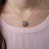Four Season Pendant-Diamond, Pink Sapphire, Smokey Quartz & Blue Topaz