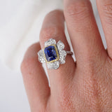 Ceylon Blue Sapphire, Yellow Sapphire & Diamond Ring